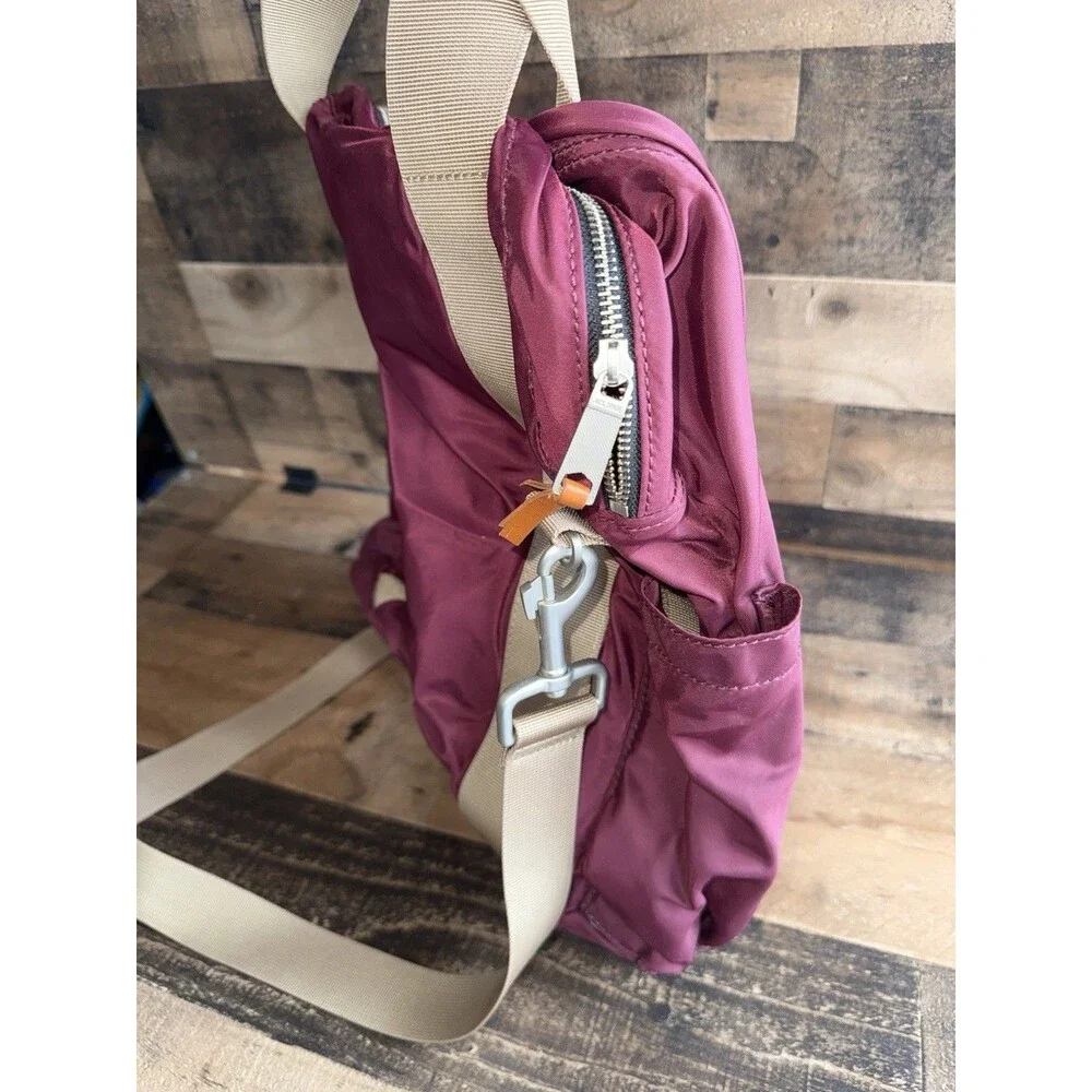 Jack Spade Mens Pilot Nylon Lift Pack Maroon Leather Weekend